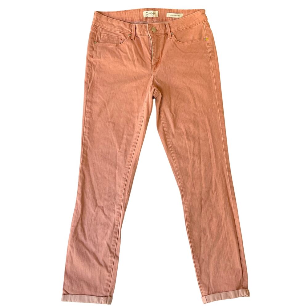 Jessica Simpson Rolled Crop Skinny Jeans size 4/27 Pink Mid Rise Stretch